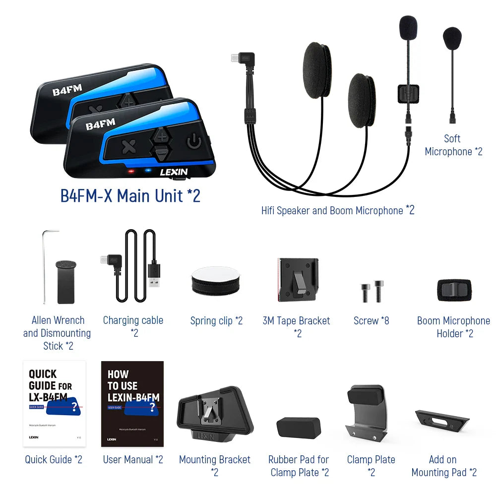 Motorcycle Bluetooth Headset - Lexin B4FM