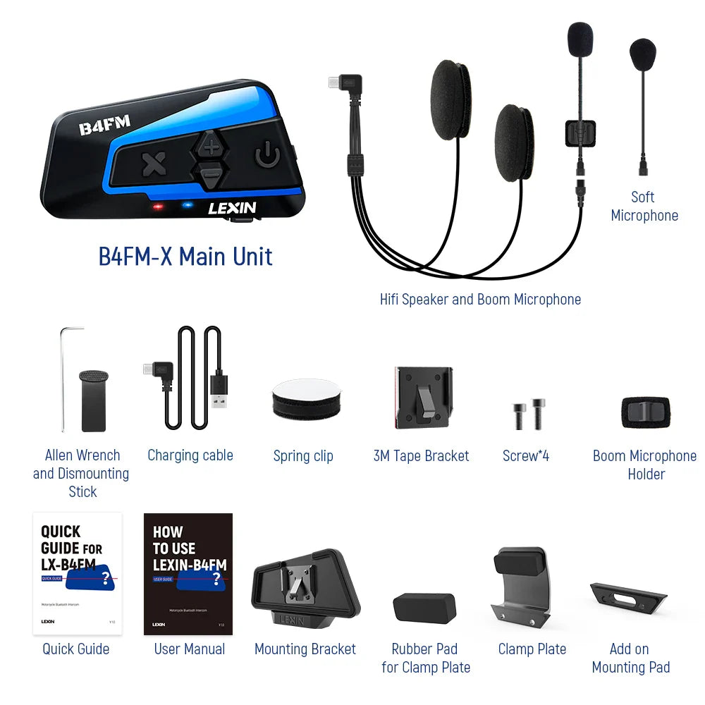 Motorcycle Bluetooth Headset - Lexin B4FM
