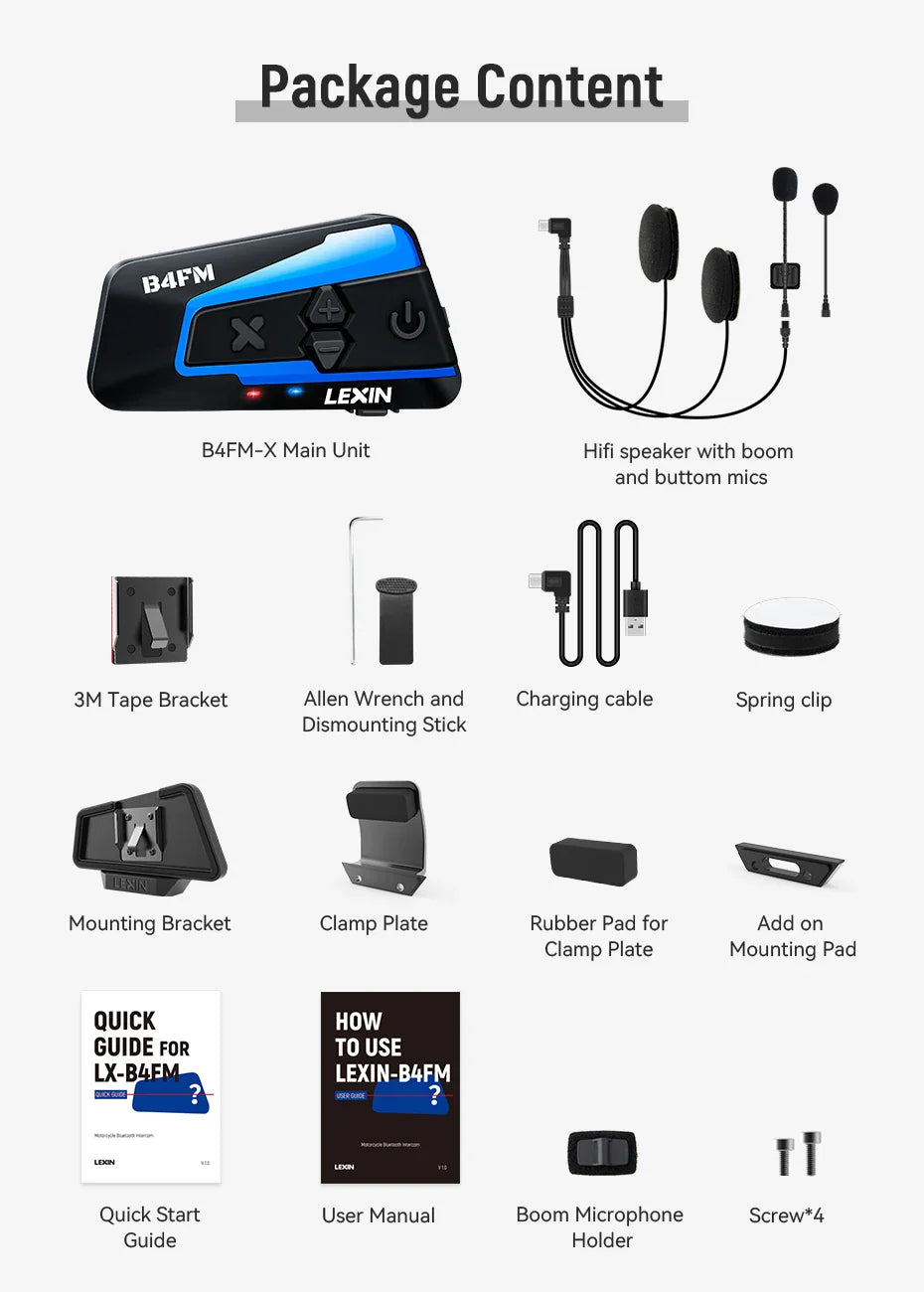 Motorcycle Bluetooth Headset - Lexin B4FM